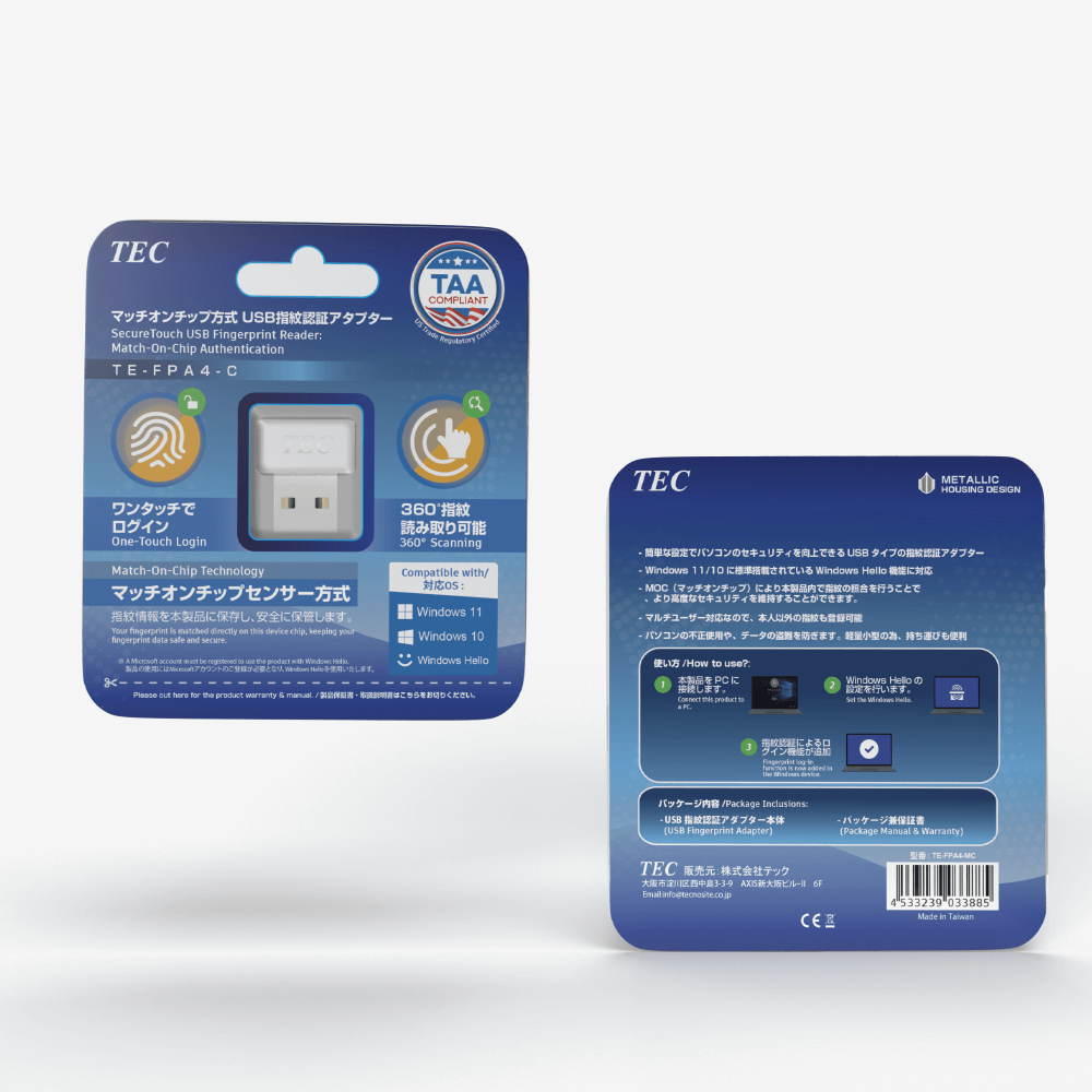 <span>TE-FPA4-MC Match-on-Chip (MoC) Method USB Fingerprint Authentication Adapter</span>
thumbnail 6