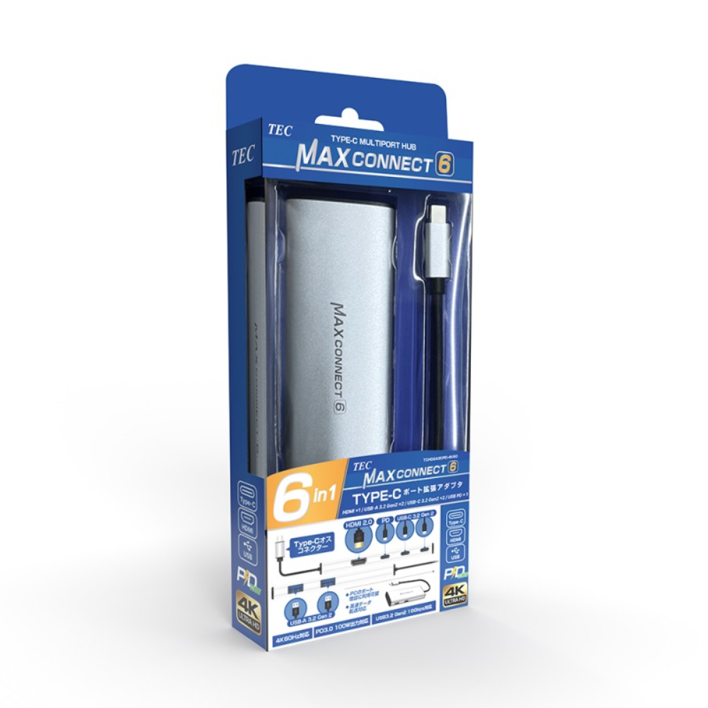 
<span>TCHD2A3CPD-4K60 MaxConnect 4K60Hz対応 6 in 1 Type-Cハブ</span>
 thumbnail 5