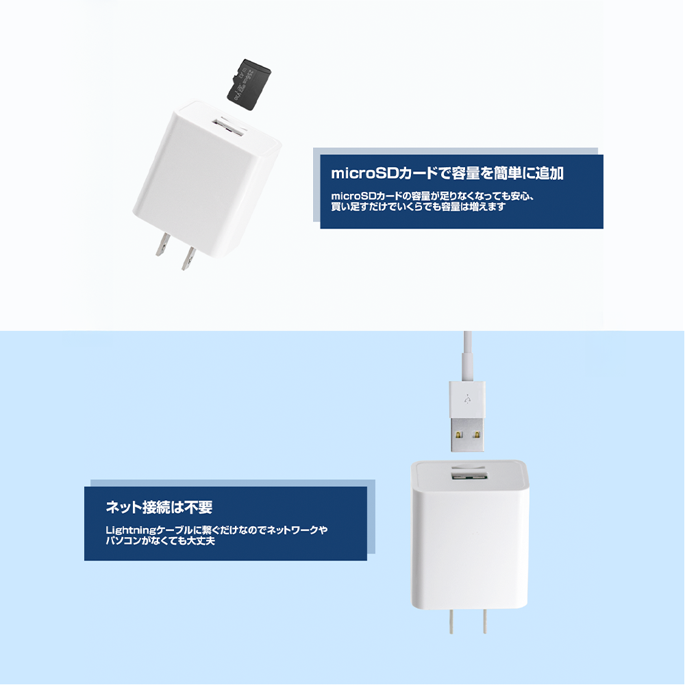 
<span>NBHIC12W-1A1 iPhoneを充電しながらカメラロールの画像データや連絡先をバックアップできる充電器</span>
 thumbnail 5